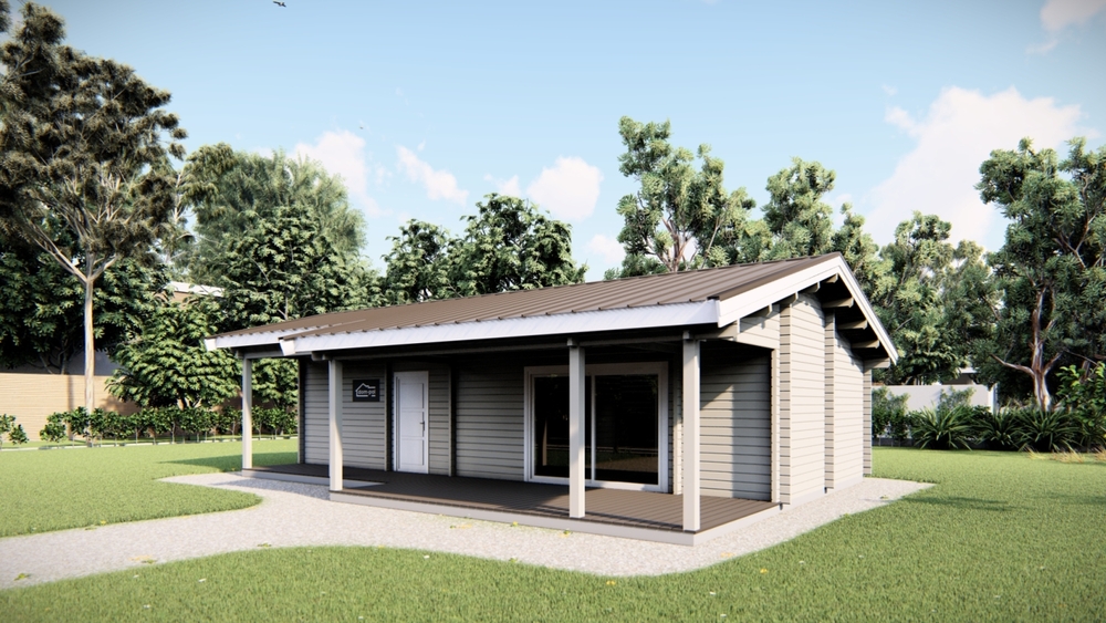 Drewniany dom z ogrodem.