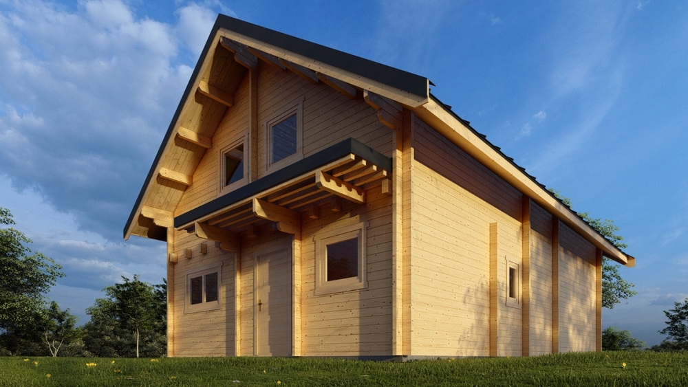 Drewniany dom na wsi.