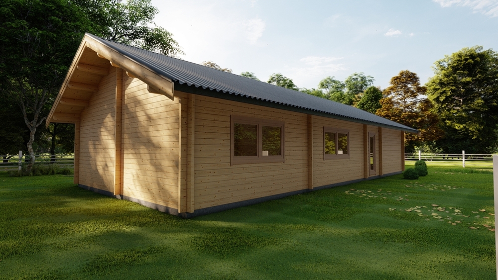 Drewniany domek w lesie.