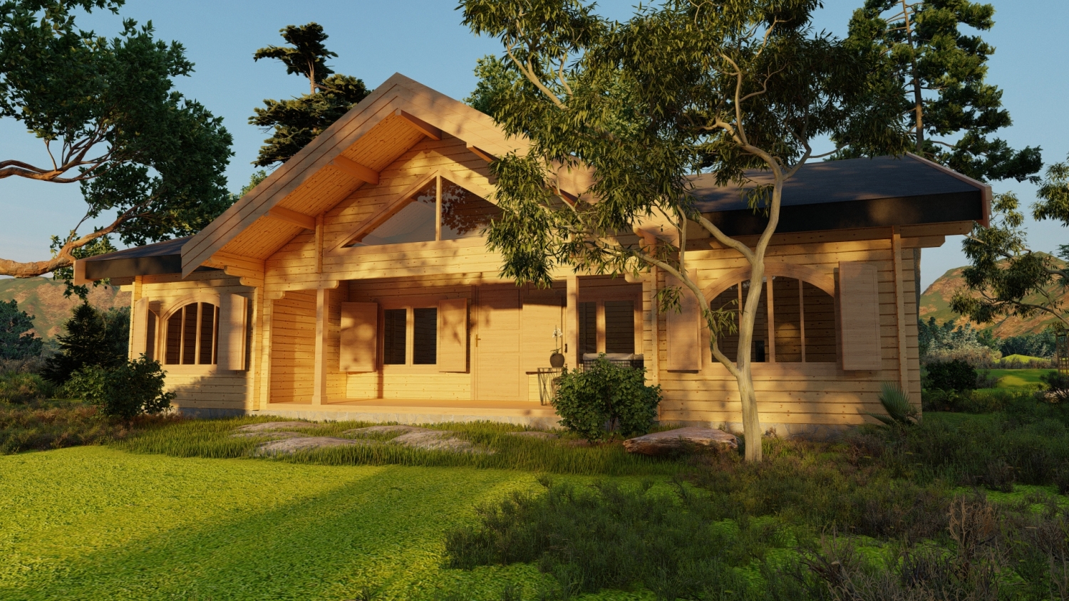 Dom drewniany w lesie