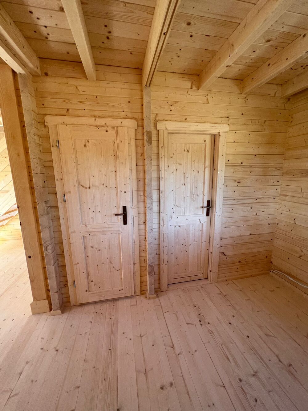 Drewniane wnętrze z drzwiami