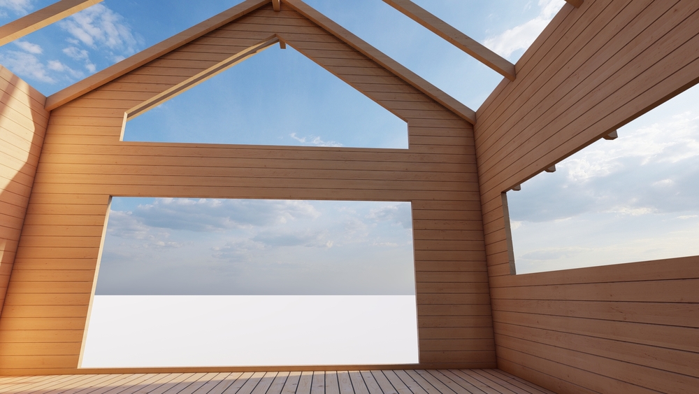 Drewniany dom z dachem