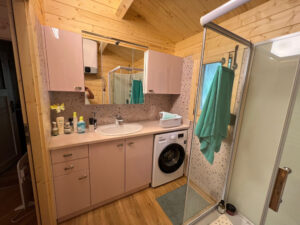 Łazienka z pralką.
