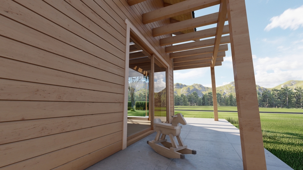 Drewniany taras z widokiem.