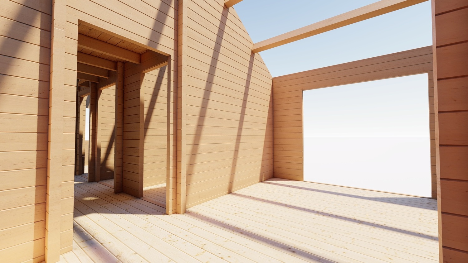 Drewniany dom, zewnętrzna weranda.