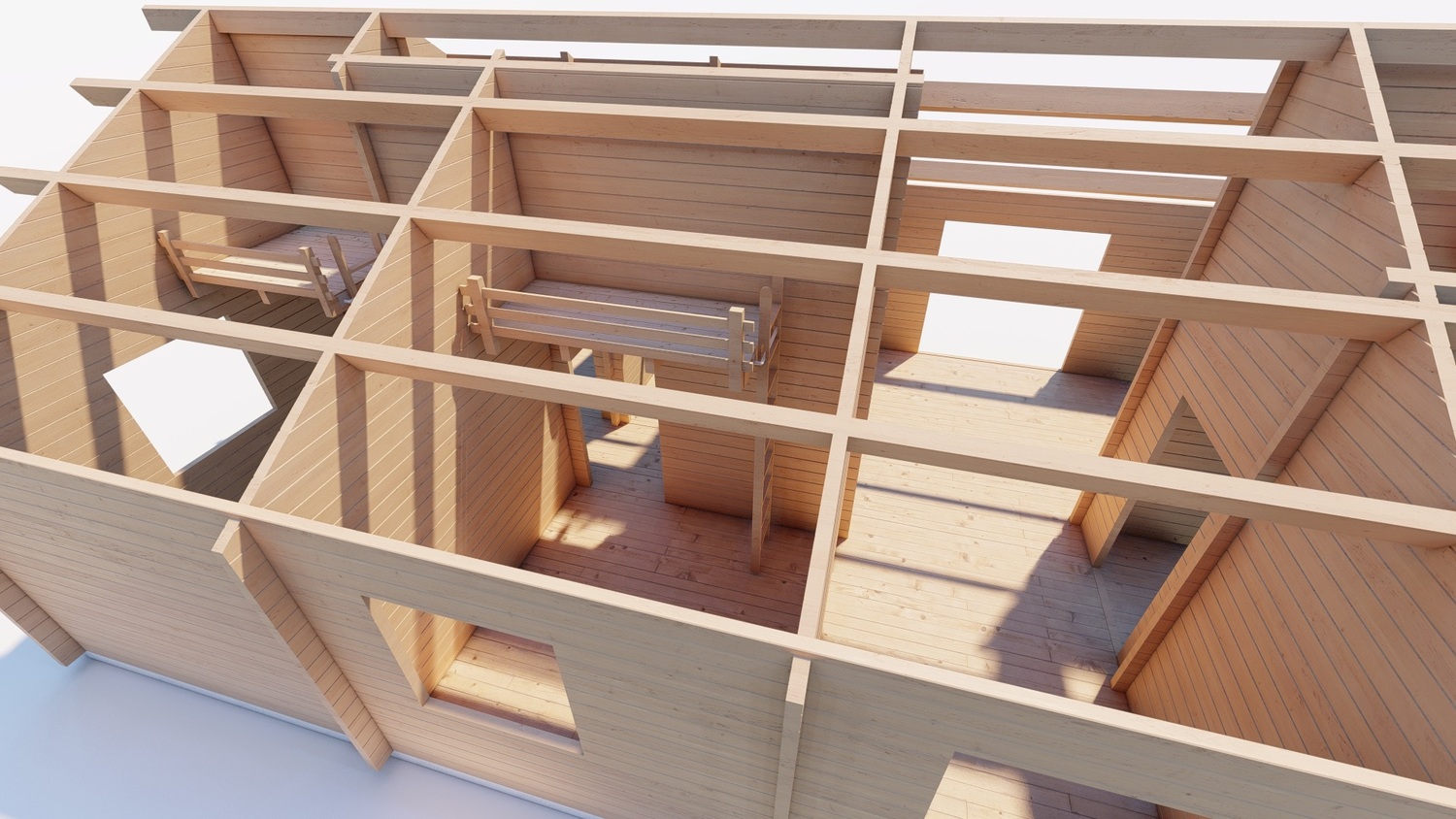 Drewniana konstrukcja budynku.