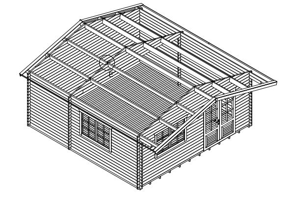 Widoczna na obrazie drewniana konstrukcja.