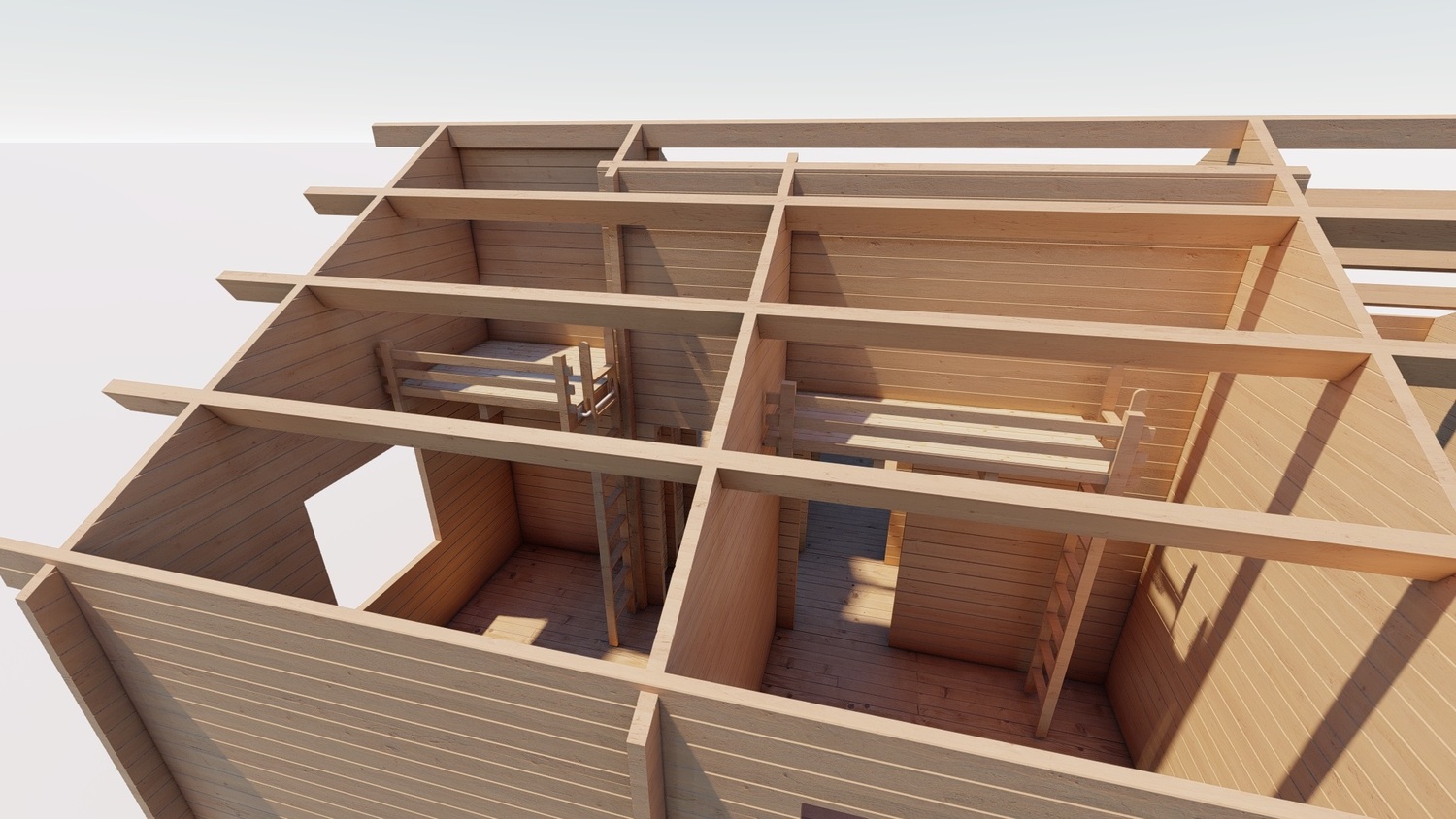 Model drewnianego domu.