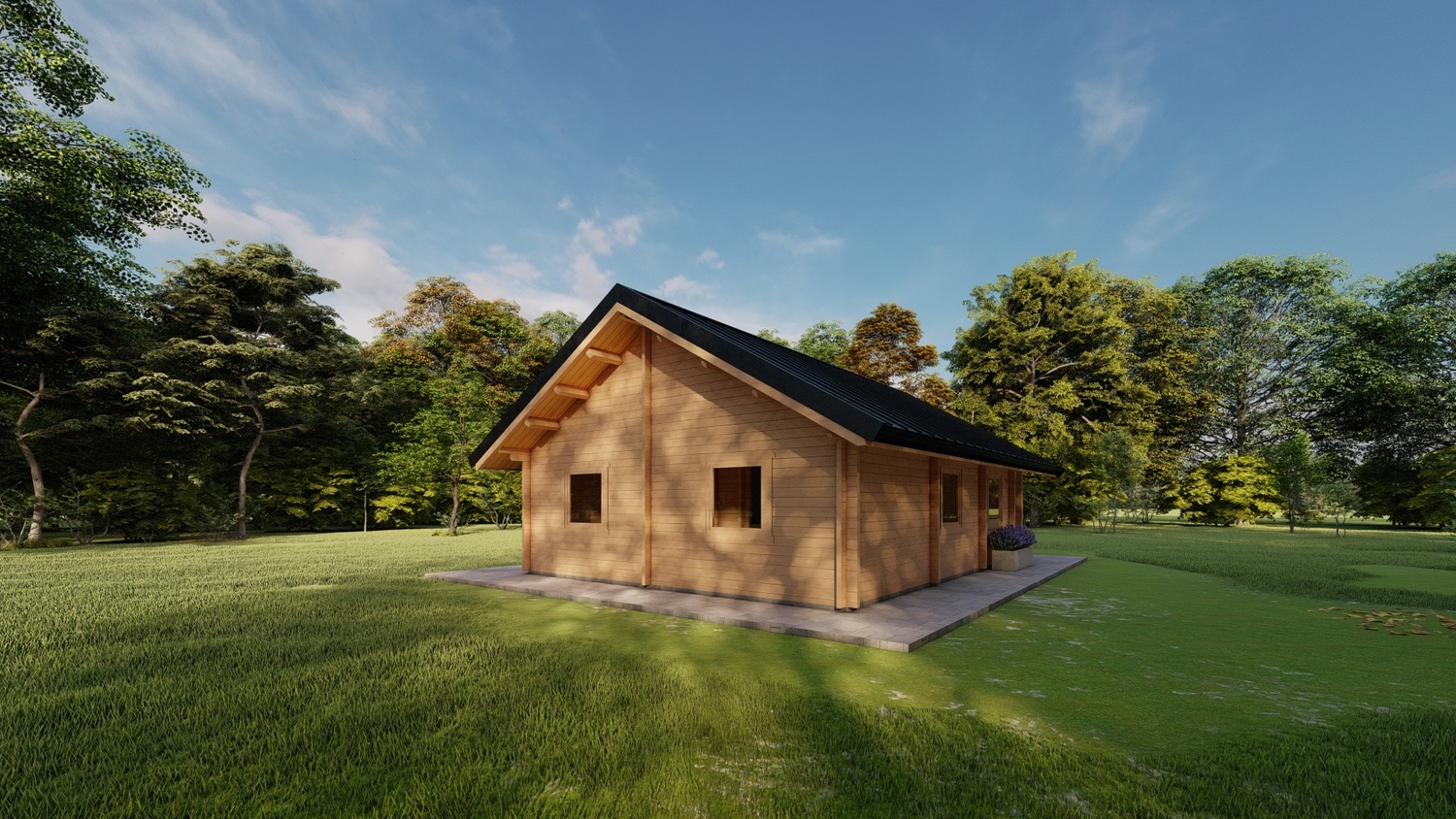 Drewniany dom na wsi.