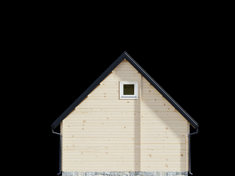 Drewniany dom z oknami.