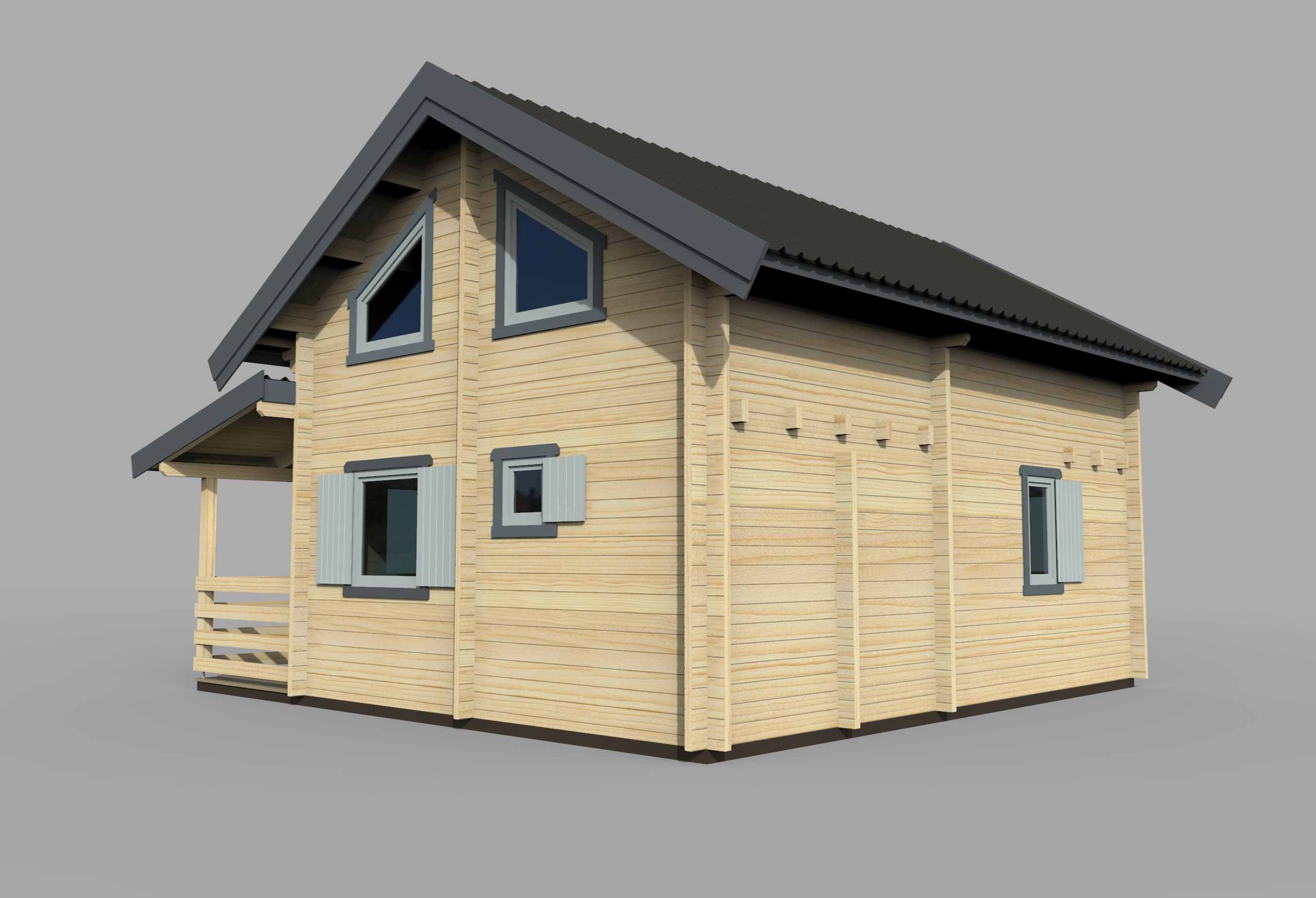 Drewniany dom z dachem