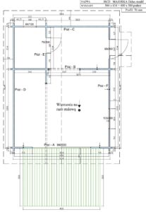 Rzut techniczny domku letniskowego Majorka Delux.
